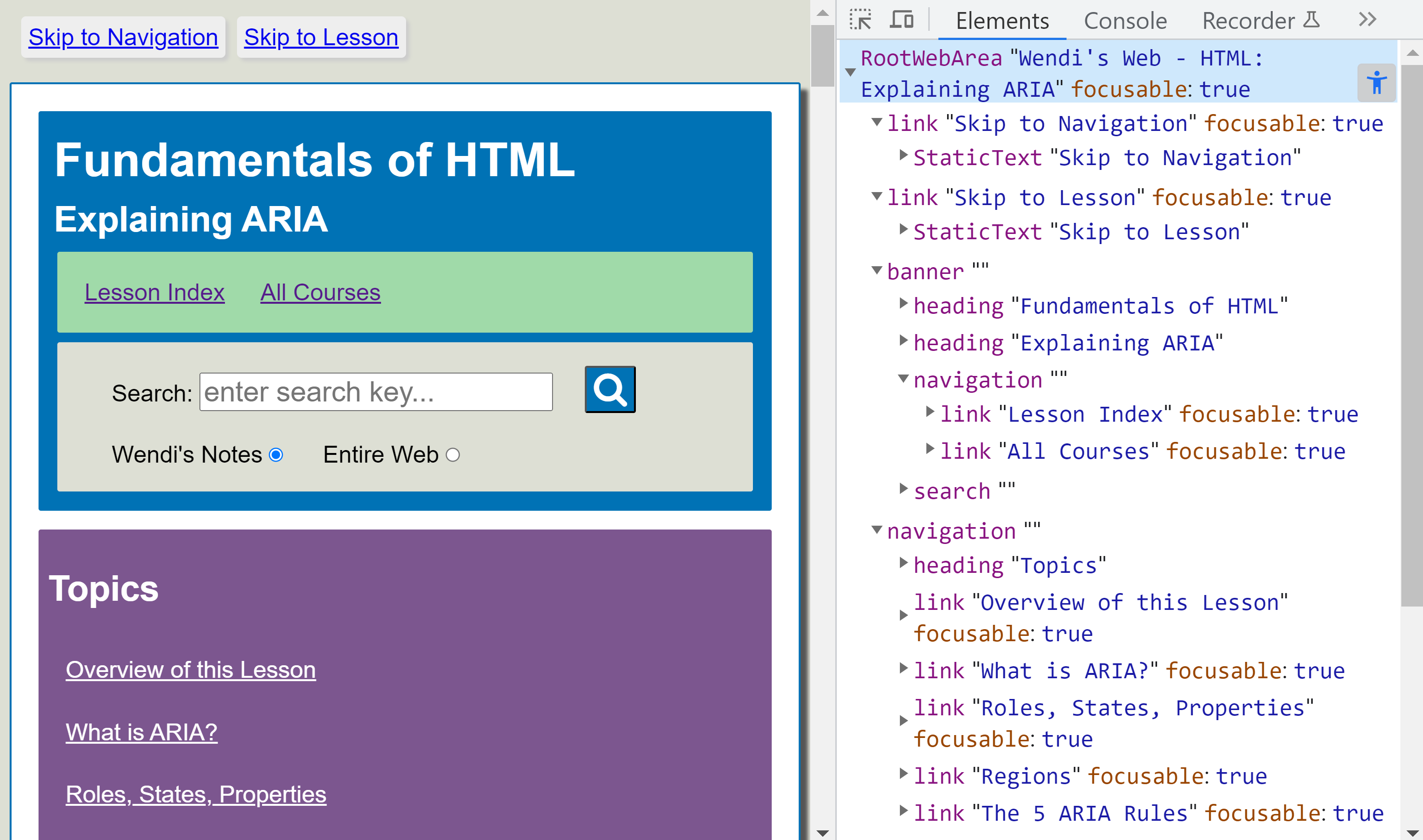 sample accessibility tree