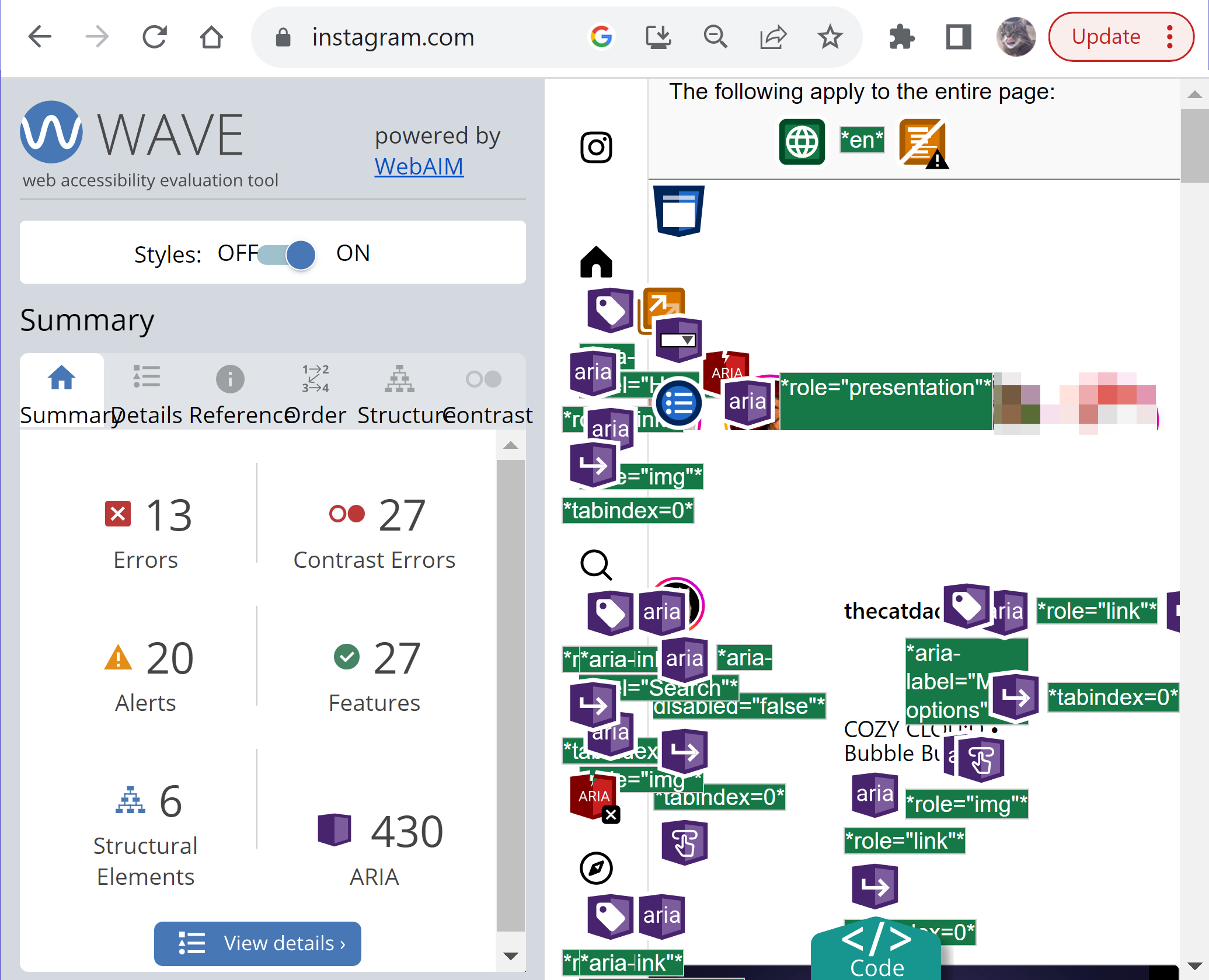 wave summary tab