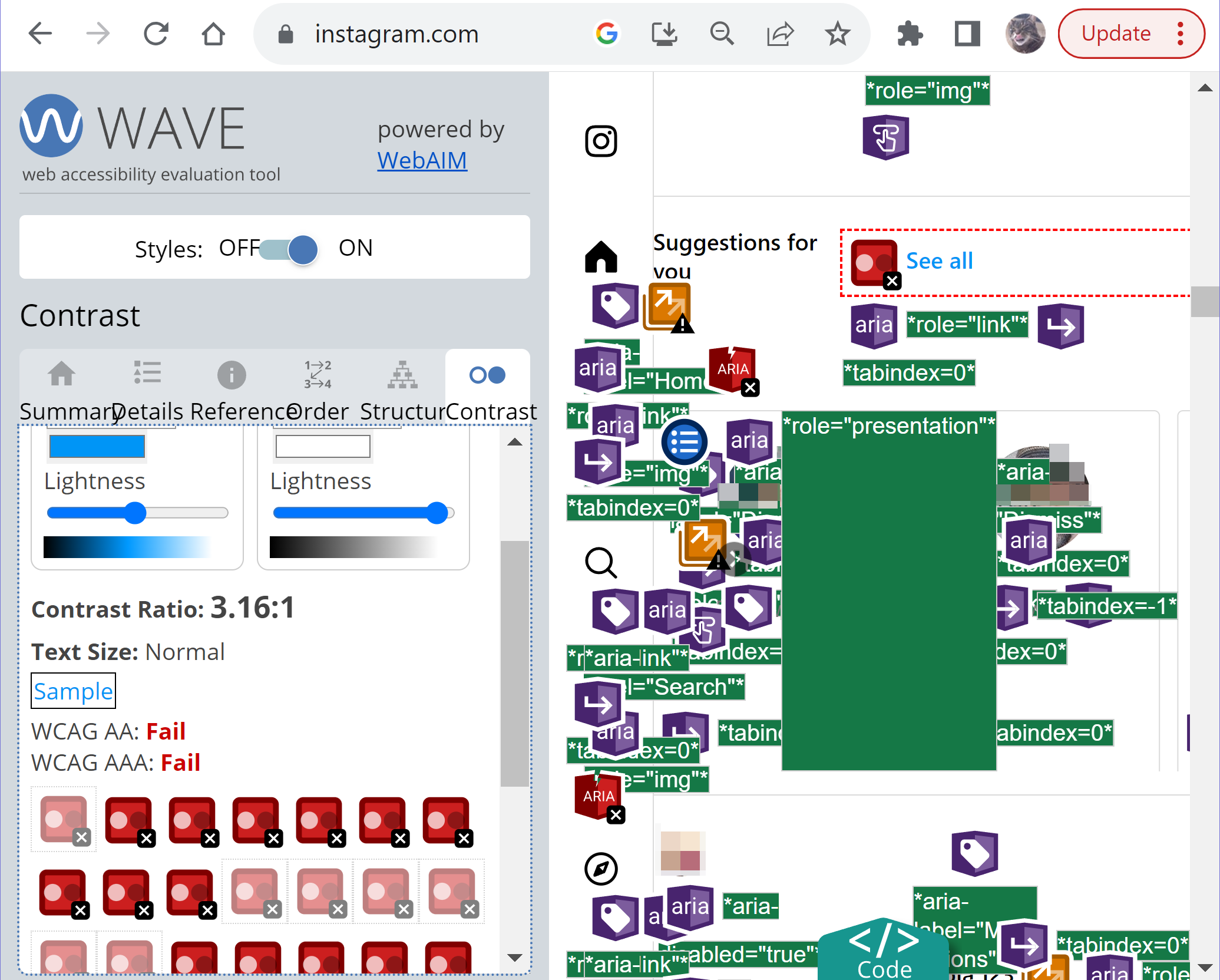 wave contrast tab