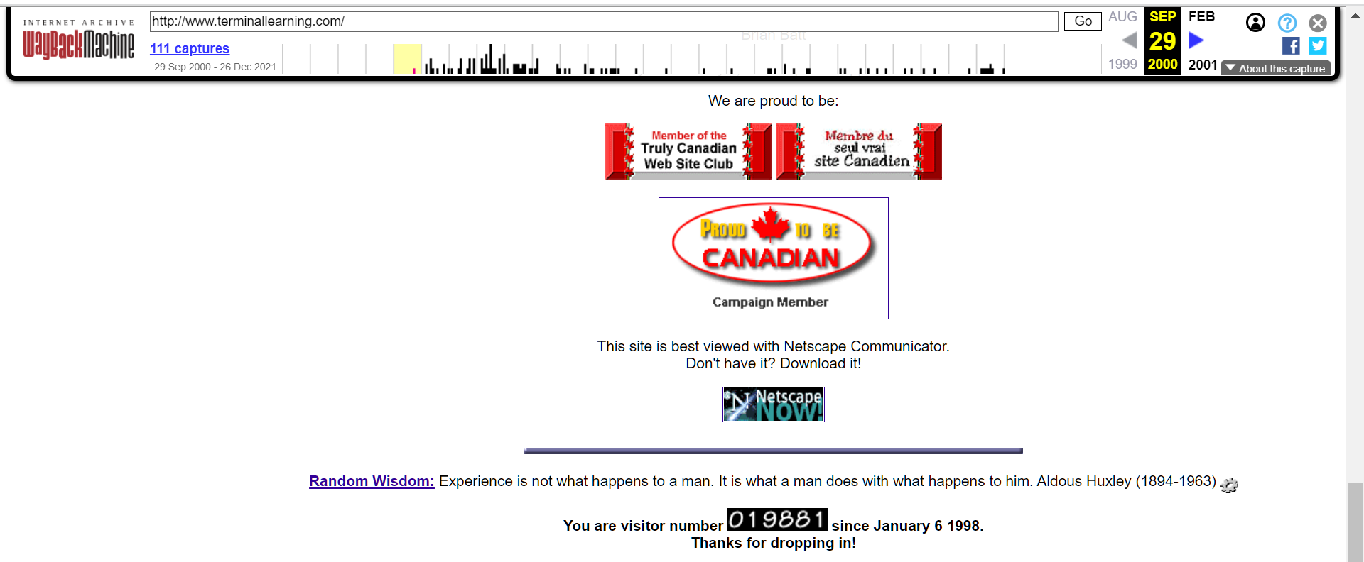 one version of my old web site with a visitor counter